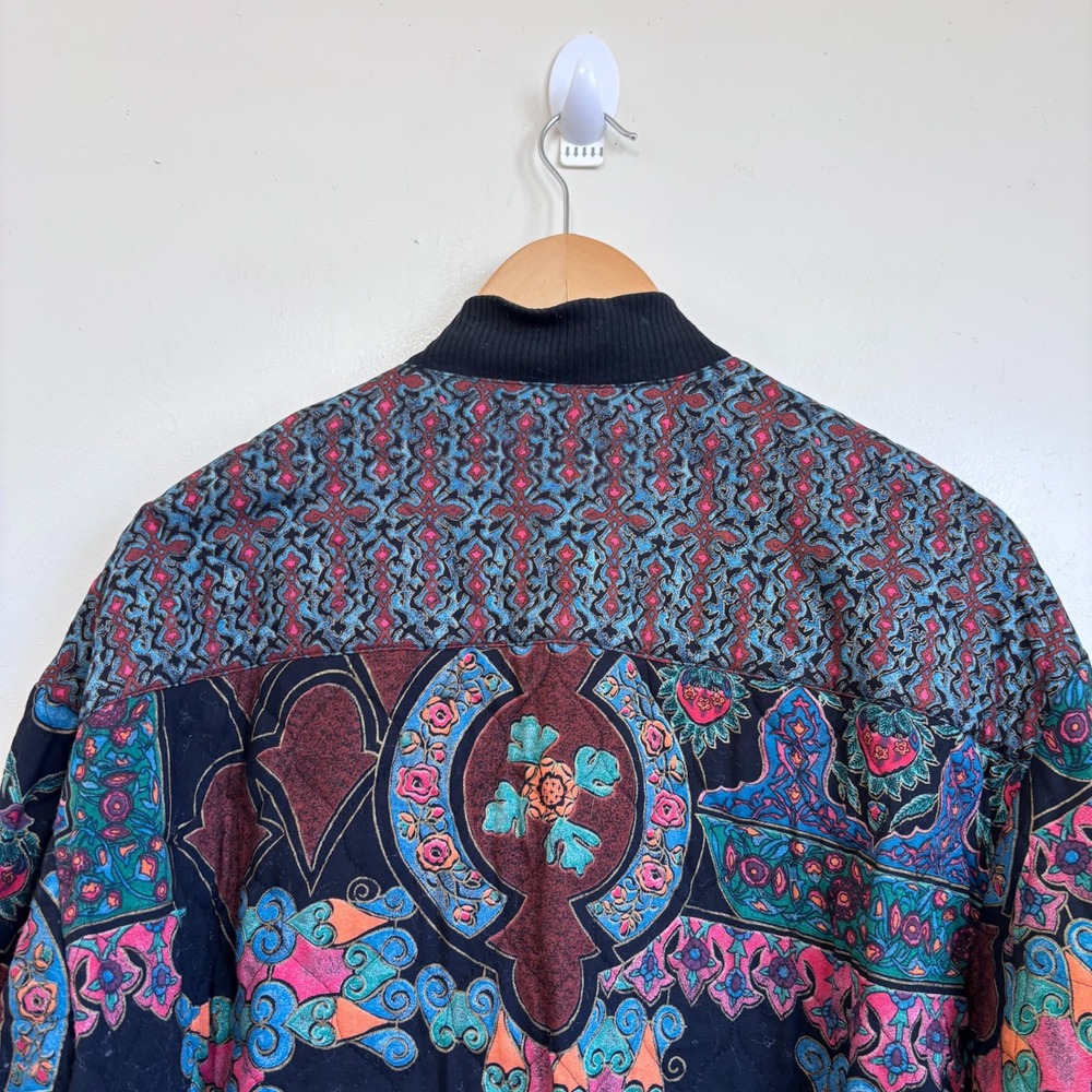 Vintage Carole Little Boho‎ Bomber Jacket Size M Floral Cottage Artsy Hippie USA - Picture 5 of 10